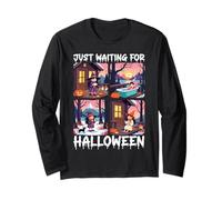 Cute Witch Just Waiting for Halloween Spooky Autumn Maglia a Manica