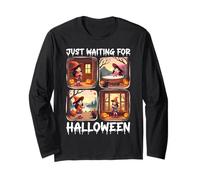 Cute Witch Just Waiting for Halloween Spooky Autumn Maglia a Manica