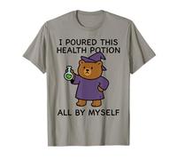 Cute Wizard Bear Meme Funny Health Potion Humor Art Maglietta
