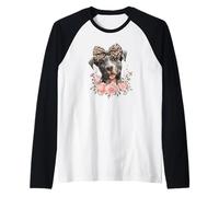 Cute Womens Girls Flowers Bow Cane Corso Puppy Lover Maglia con Maniche Raglan