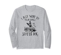 Cute Womens Girls Read Books & Pet My Scottish Terrier Lover Maglia a Manica