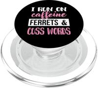 Cute Womens Girls Run on Caffeine & Words Ferret Lover PopSockets PopGrip per MagSafe
