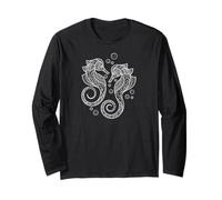 Cute Womens Girls Two Mandala Pattern Seahorse Lover Maglia a Manica