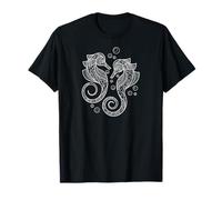 Cute Womens Girls Two Mandala Pattern Seahorse Lover Maglietta