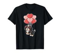 Cute Womens Girls Valentines Day Heart Bernedoodle Dog Lover Maglietta