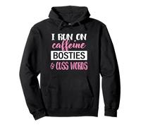 Cute Womens Run On Caffeine and Boston Terrier Dog Lover Felpa con Cappuccio
