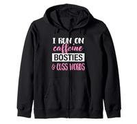 Cute Womens Run On Caffeine and Boston Terrier Dog Lover Felpa con Cappuccio