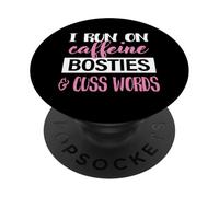 Cute Womens Run On Caffeine and Boston Terrier Dog Lover PopSockets PopGrip Adesivo