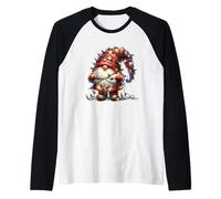 Cute Xmas GNOME Graphic for Family Colorful Christmas Lights Maglia con Maniche Raglan