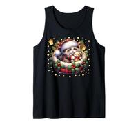 Cute Xmas Kitten Graphic in Cat Christmas Pajamas for Winter Canotta