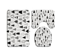 Cute Xmas Pine Trees Modern Boho Minimalist Set Di Tappetini Da Bagno 3 Pezzi Assorbente Tappetino Da Bagno Resistente Tappeto Con Profilo A U Per La Casa Toeletta Doccia