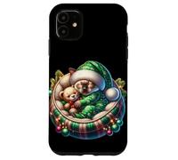 Cute Xmas Siamese Cat Cuddle With Teddy Bear At Christmas Custodia per iPhone 11