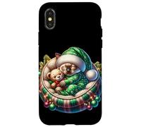 Cute Xmas Siamese Cat Cuddle With Teddy Bear At Christmas Custodia per iPhone X/XS