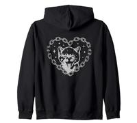 Cute Y2K Cat Chain Heart Emo Goth 90s 2000s Vintage Graphic Felpa con Cappuccio