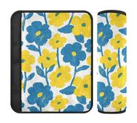 Cute Yellow Blue Flowers 2 pz cintura di sicurezza copertura cinghia più comfort guida per camion Protector para cinturón de carro