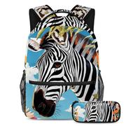 Cute Zebra and Flower Adventure Awaits, zaino con astuccio, la tua borsa per libri da viaggio definitiva per studenti, Multicolore, B：29.4x20x40cm P：19x7.5x3.8cm, Zaini Daypack
