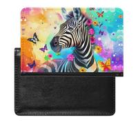 Cute Zebra con fiori floreali farfalla porta passaporto per uomo donna PU pelle passaporto copertina portafoglio da viaggio