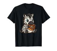 Cute Zebra mangiare una ciambella design Maglietta