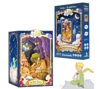 CUTEBEE Book Nook - Il Piccolo Principe Miniature 3D Legno(Planet & Rose) | Miniature 3D in legno del Piccolo Principe - scena con rosa, pianeta B-612 e luce LED. Un booknook decorativo per libreria