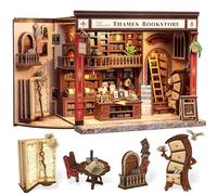 CUTEBEE Book Nook Kit - Casa delle bambole per adulti, incantevole libreria britannica, casa in miniatura con illuminazione a LED, decorazione per libreria, regalo unico per gli amanti dei libri