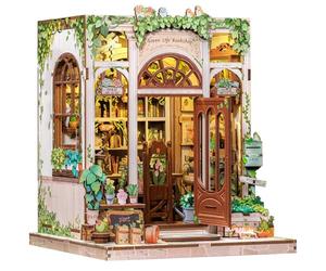 CUTEBEE Book Nook - Kit DIY Miniature per Adulti, Casa delle Bambole in Miniatura con Luce LED e Protezione Antipolvere, Modellismo Creativo Fai da Te（Green Life Bookshop）