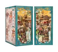 CUTEBEE DIY Book Nook Kit casa delle bambole con copertura antipolvere miniatura diorama booknook kit con luce LED,3D kit di modellazione in legno,da costruire (Su Dongpo's Life)