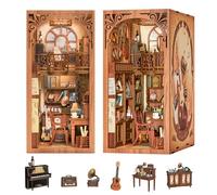 CUTEBEE DIY Book Nook Kit - Case in miniatura da costruire con mobili e luce LED, puzzle 3D fermalibri in legno artistico, modello per adulti, The Secret Rhythm