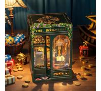 CUTEBEE Kit angolo libro fai-da-te con inserto per libreria in legno a luce LED Serie di librerie da strada retrò Casa delle bambole in miniatura per adulti