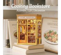 CUTEBEE Kit per angolo libro Casa delle bambole fai-da-te con inserto per libreria a luce LED Collezione di modelli per libreria da cucina per regali di compleanno per bambini