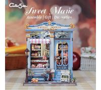 CUTEBEE Kit per angolo libro Casa delle bambole fai-da-te con inserto per libreria a luce LED Modello in miniatura Sweet Marie per regalo di compleanno per la famiglia