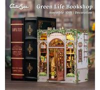 CUTEBEE Libro Nook Kit Fai da te Decorazione della casa in miniatura Scaffale per libri in legno Modello con inserto con luce Puzzle 3D Costruzione per giocattoli per bambini