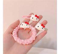 cutecool Fermaglio per capelli a forma di gattino, 3 pezzi, adatto per ragazze, bambini Hello Cat, fermagli per capelli, clip per capelli con fibbia antiscivolo, fascia elastica per capelli, corda per