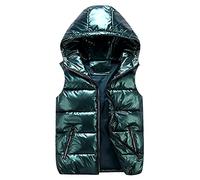 cutecool Gilet trapuntato lucido da donna - Giacca trapuntata senza maniche tinta unita con tasca con cerniera, casual, giacca invernale con cappuccio unisex con cappuccio,