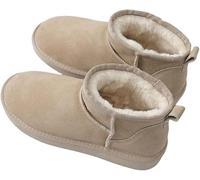 cutecool Mini stivali da donna, classici mini stivali imbottiti con pelliccia, caldi stivali invernali con rivestimento antiscivolo, beige., 38 EU