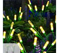 Cuteefun Canna Lucciole Solari da Giardino, 2 Pack 12 LED Ondeggiante Luce Giardino Solare, Luce da Giardino Solare Impermeabile per Cortile, Regalo di Natale per la casa, Bianco Caldo