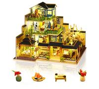 Cuteefun Casa delle Bambole con luce LED, Artigianato in Legno Unico, Adatto per Adulti e Adolescenti, Costruite la Casa dei Vostri Sogni, Compleanno Regali di Natale (Cortile Verde)
