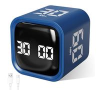 Cuteefun Cube Timer, Timer Pomodoro a Rotazione, 5/10/30/60 Minuti e Conto Alla Rovescia Personalizzato, Modalità Mute e Vibrazione, Volume Regolabile, Gestione del Tempo per Cucina, Riunioni, Blu
