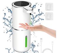 Cuteefun Dispenser Sapone Automatico Liquido, Display di Potenza, 380ml Erogatore Sapone Liquido Automatico, 4 Livelli di Controllo Dispenser Sapone Bagno, Dispenser Sapone Muro per Bagno, Cucina