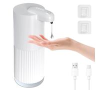 Cuteefun Dispenser Sapone Bagno Automatico, 400ml Dosatore Sapone Liquido Ricaricabile, 4 Livelli Regolabili, Impermeabile IPX5, Sensore a Infrarossi Senza Contatto per Cucina, Bagno, Bianco a Coste