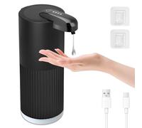 Cuteefun Dispenser Sapone Bagno Automatico, 400ml Dosatore Sapone Liquido Ricaricabile, 4 Livelli Regolabili, Impermeabile IPX5, Sensore a Infrarossi Senza Contatto per Cucina, Bagno, Nero a Coste