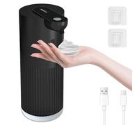 Cuteefun Dispenser Sapone Bagno Automatico, 400ml Dosatore Sapone Schiuma Ricaricabile, 4 Livelli Regolabili, Impermeabile IPX5, Sensore a Infrarossi Senza Contatto per Bagno, Cucina, Nero a Coste