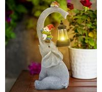 Cuteefun Elefante Statua Solare da Giardino Ornamento Esterno, Decorazione Animale da Giardino con Luce Solare, Decorazioni con Elefante per il Cortile, Regalo di Compleanno Donna Mamma per la casa