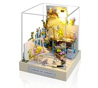 Cuteefun Kit Case in Miniatura da Costruire per Principianti, Miniature Casa delle Bambole Fai da Te con Mobili Copertura Antipolvere e Strumenti, Regali Creativi Artigianali (Angolo di Giardino)