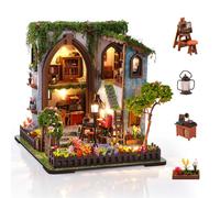 Cuteefun Kit DIY Casa in Miniatura per Adulti da Costruire, Modello di Mini Casa Fai-da-Te con Mobili Copertura e Strumenti, Idea Regali Artigianale Creativi per Il Regalo di Natale(Cortile Fiorito)
