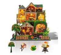 Cuteefun Miniatura Casa delle Bambole Kit con LED, Artigianato in Legno per Adulti Adolescenti da Costruire, Regali di Natale per Il Compleanno (Foresta Incantata)