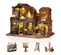 Cuteefun Miniatura Casa delle Bambole Kit, Dollhouse in Legno con LED, Kit Casa Minuscola per Adulti da Costruire, Regali Unici per Compleanni, Natale (Città Libro Crepuscolo)