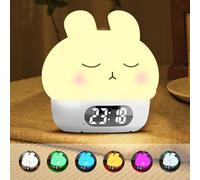 Cuteefun Sveglia da Comodino con Luce, Lampada Papera per Bambini, Sveglia Digitale Ricaricabile, Doppio Allarme, Snooze, 9 Modalità di Colore, Luce Notturna con Sensore Tattile per Decorazione