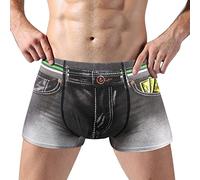 CUTeFiorino Boxer da uomo, in jeans, effetto surf, elasticizzato, delicato sulla pelle, in cotone, traspirante, comodo, adatto per biancheria intima, Nero7., M
