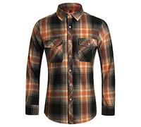 CUTeFiorino Camicia da uomo a maniche lunghe, camicia a quadri, in cotone, da uomo, a quadri, da lavoro, leggera, per il tempo libero, a quadretti colorati, H3, XXL