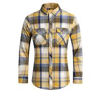 CUTeFiorino Camicia da uomo a maniche lunghe, camicia a quadri, in cotone, da uomo, a quadri, da lavoro, leggera, per il tempo libero, a quadretti colorati, D3, L